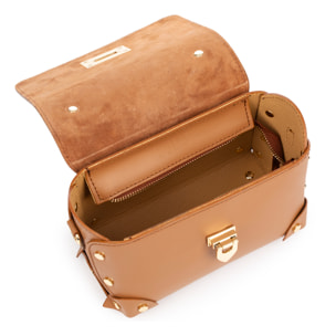 Barrali Bolso bandolera Mujer. Piel auténtica Gamuza y Ruga.