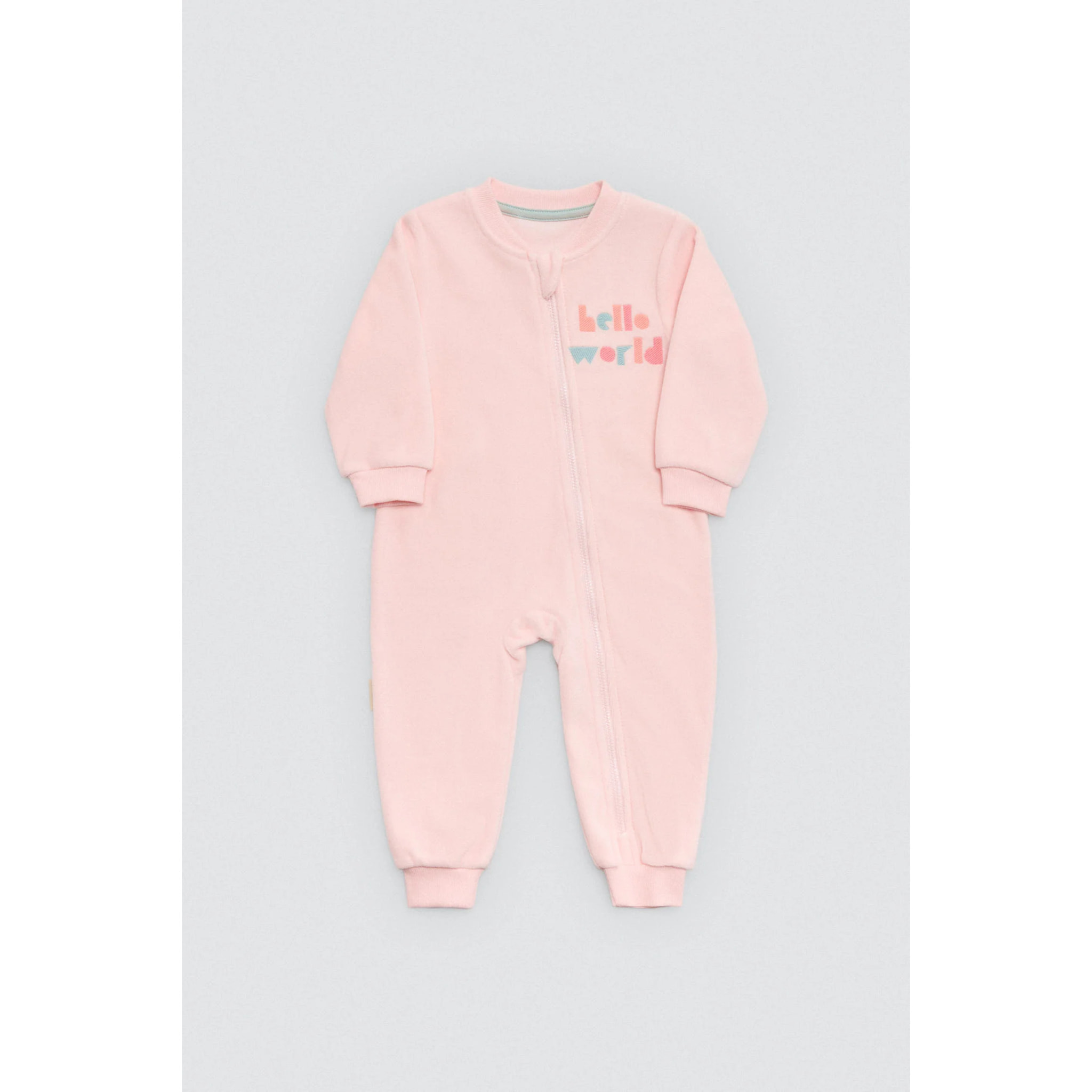 Tutina rosa a maniche lunghe per neonato Hello World