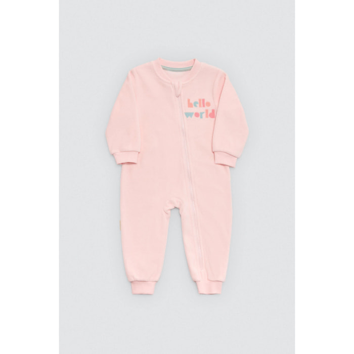 Tutina rosa a maniche lunghe per neonato Hello World