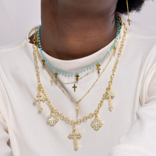 Collar de Cristal Azul acabado en oro amarillo de 18k