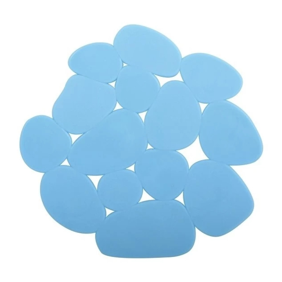 Lot de 4 Tapis antiderapants de douche ou baignoire PVC GALETS 12x13cm Bleu Ciel MSV