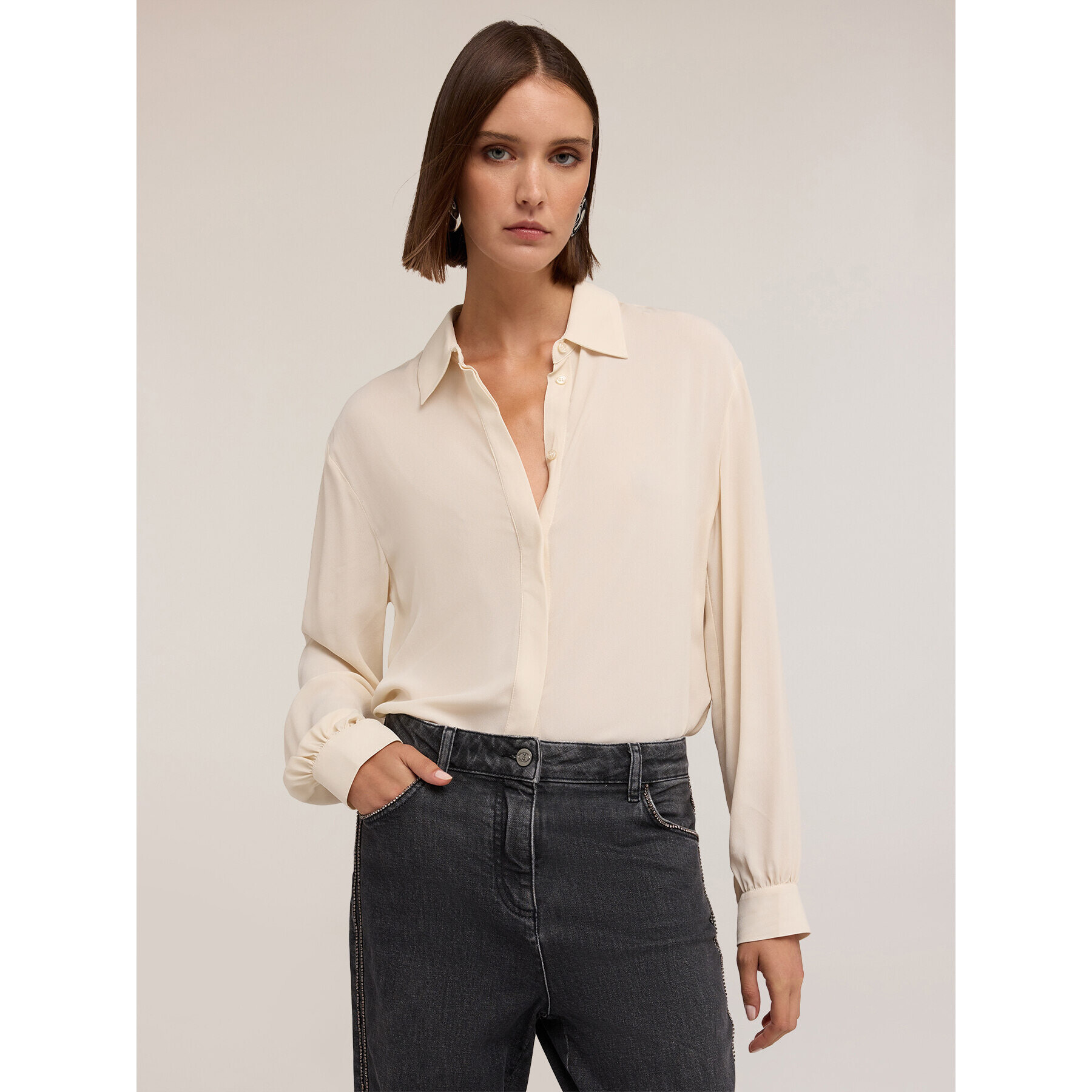 Motivi - Camicia fluida con abbottonatura posteriore - Bianco