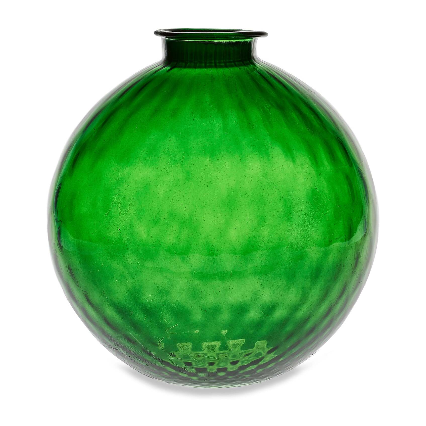 Vaso artigianale SFERA BEVANDA in vetro di Murano verde smeraldo 25 cm