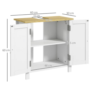 Mueble bajo Lavabo Mueble de Lavabo con Pie Mueble de Baño con 2 Puertas 2 Mangos y Estante Ajustable sin Lavabo 60x30x60 cm Blanco