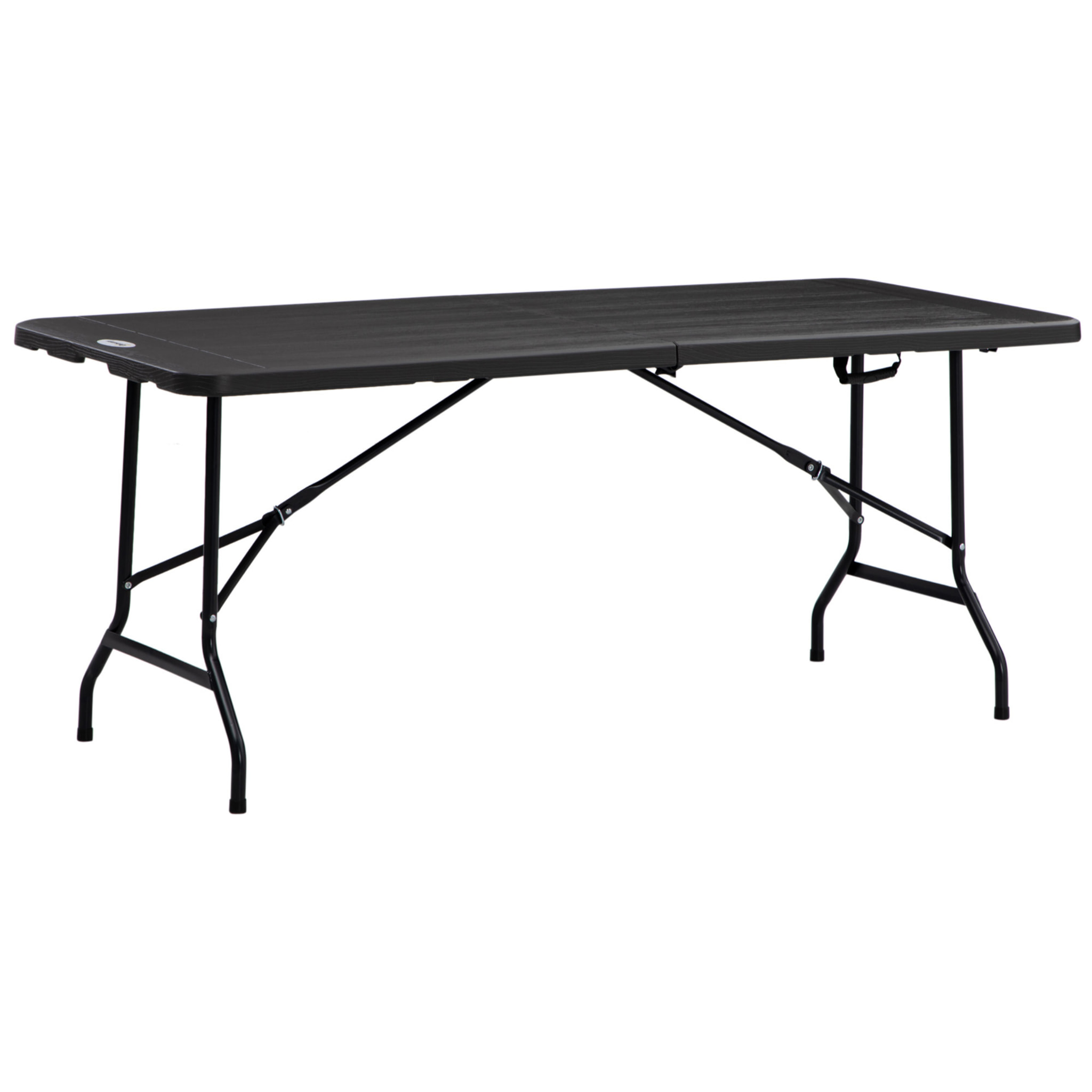 Mesa Plegable de Jardín Rectangular Portátil 180x75,5x73 cm Mesa Jardín Exterior de Acero y HDPE con Asa de Transporte para 6 Personas Carga 100 kg Gris Oscuro