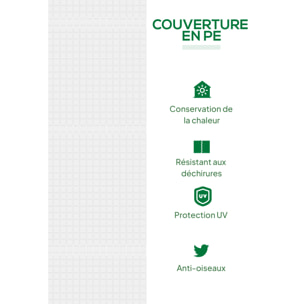 Mini serre de jardin serre à tomates 120 x 60 x 60 cm 2 fenêtres zippées enroulables acier thermolaqué PE haute densité blanc