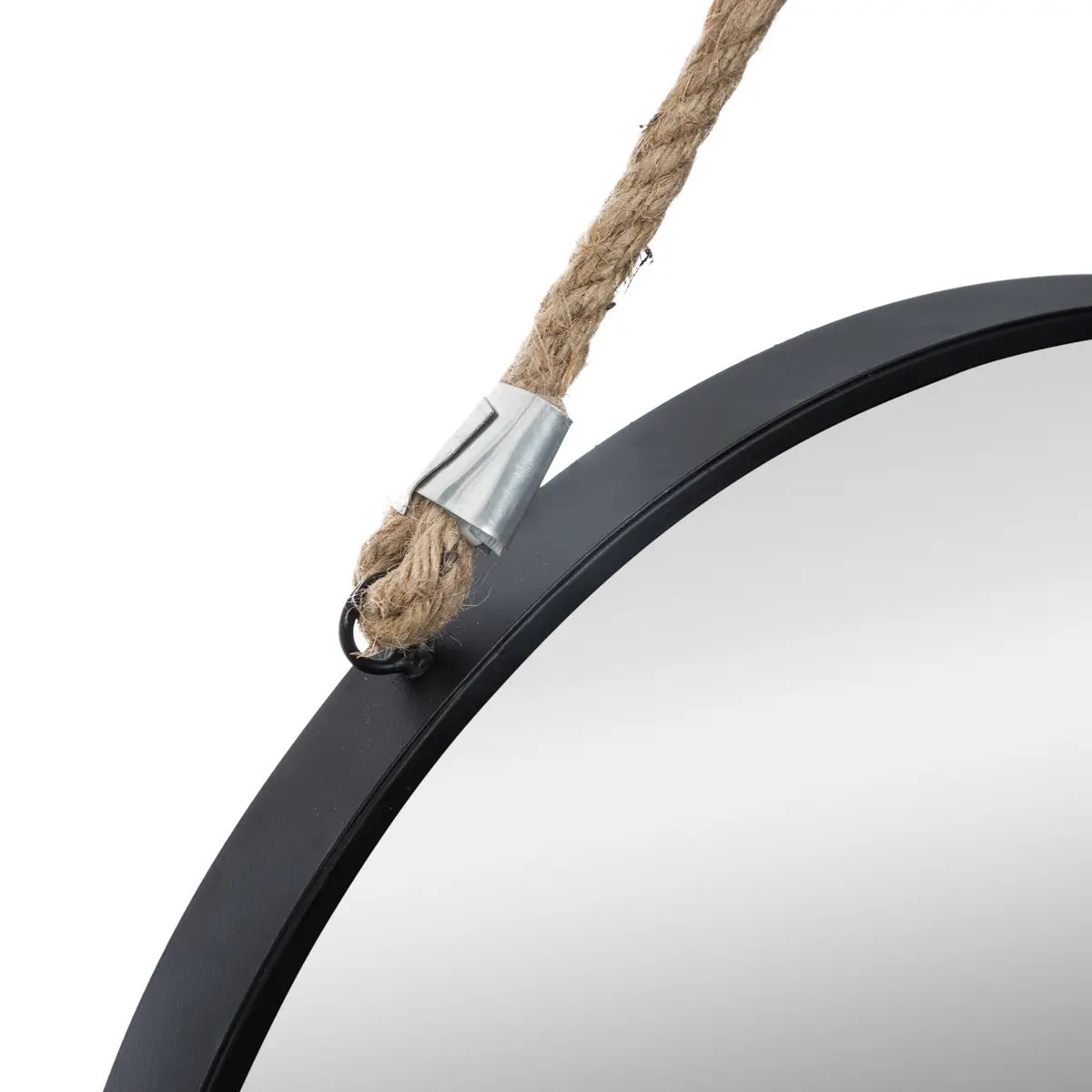 Miroir "Corde" métal noir D38cm
