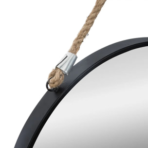 Miroir "Corde" métal noir D38cm