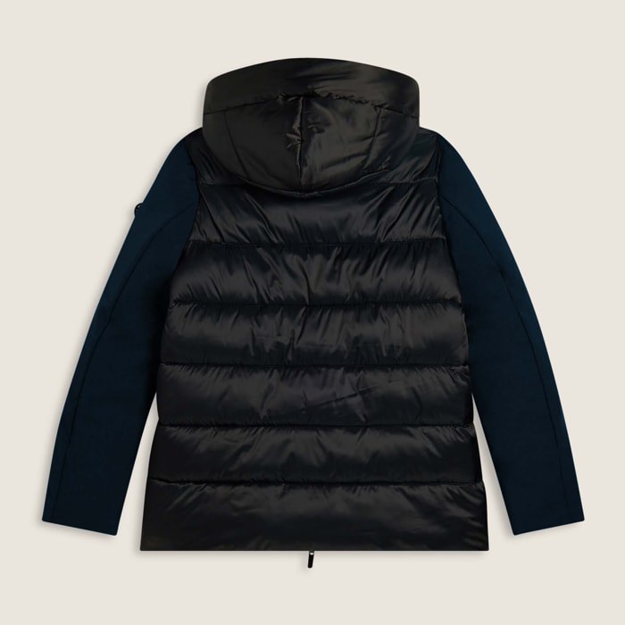 Piumino donna lunghezza media con inserti lucidi e opachi