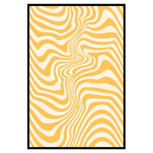 Affiche encadrée lignes ondulées jaunes abstraites Affiche + cadre en métal - Noir