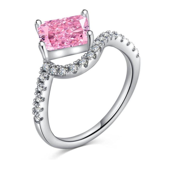 CUCO Anillo de plata con piedra rosa - Talla 52