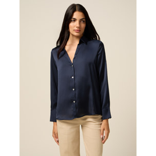 Oltre - Camicia in raso - Blu