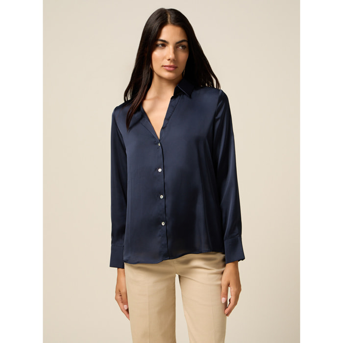 Oltre - Camicia in raso - Blu