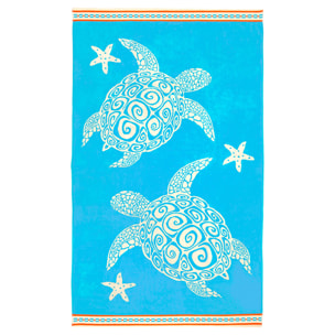 Serviette de plage éponge velours Jacquard - Caraz - 100x175cm - 470g/m²