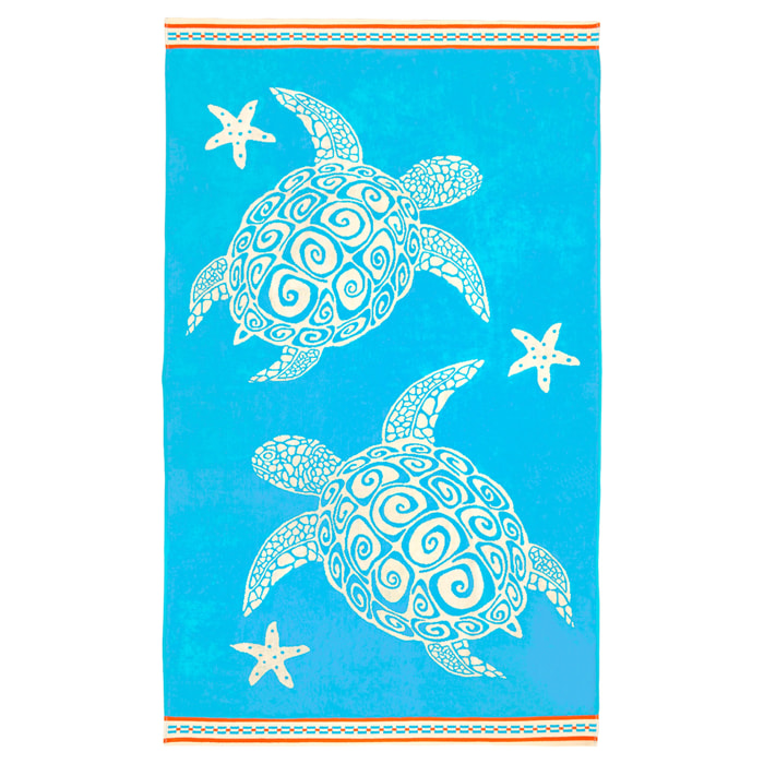 Serviette de plage éponge velours Jacquard - Caraz - 100x175cm - 470g/m²