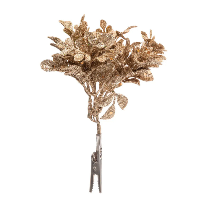 Sujet de noël fleur paillettes doré