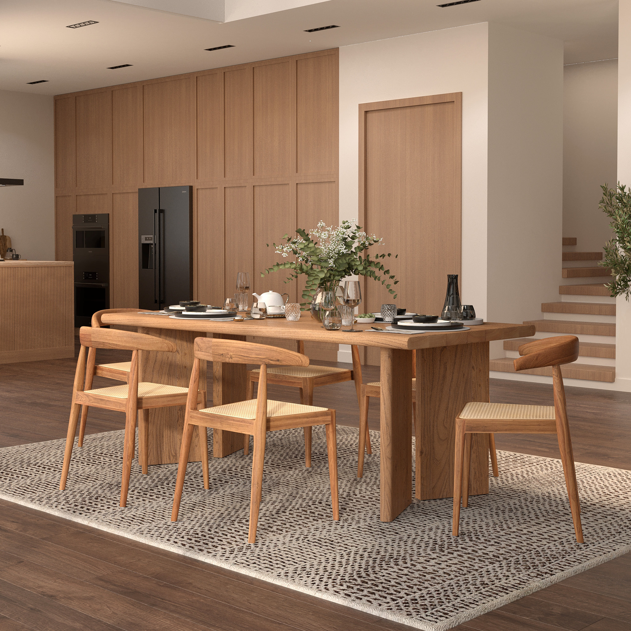 Table rectangulaire en bois d'orme 8 personnes - Albane