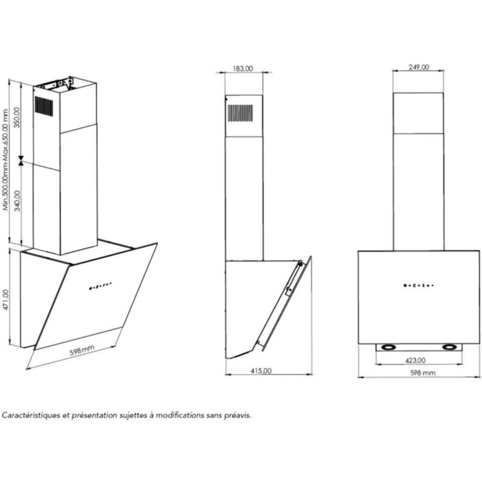 Hotte décorative murale inclinée AIRLUX AHMI671BK