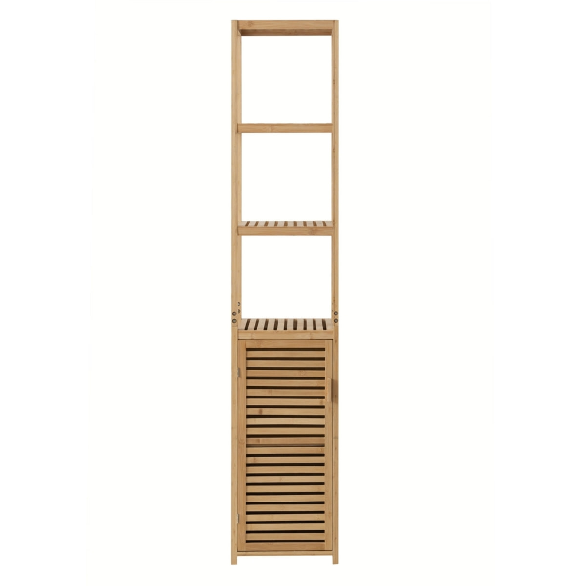 Mobiletto in bambu' 2 ante con vani interni e 3 ripiani a vista 100x33x87 cm