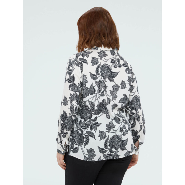 Fiorella Rubino - Camisa de raso con estampado floral - Negro