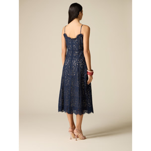 Oltre - Vestito midi in pizzo - Blu