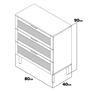 Mang - ComÃ² a 3 cassetti in legno e rattan, cassettiera