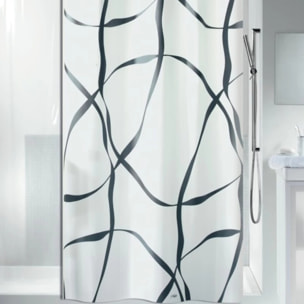 Rideau de douche Polyester RIBBON Noir & Blanc Effet perlé Spirella