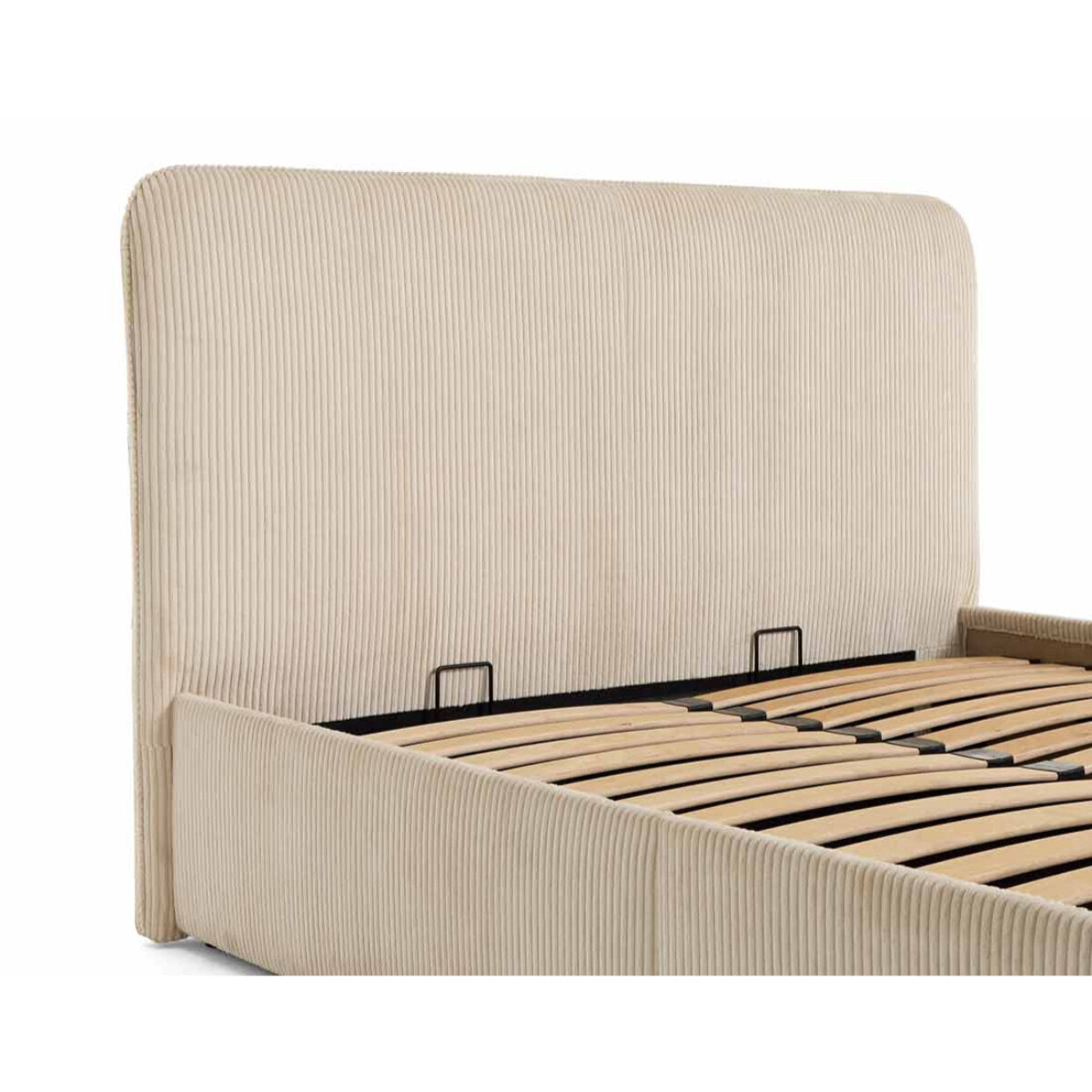 Goyave - lit coffre - 160x200 - en velours côtelé - sommier inclus - Beige