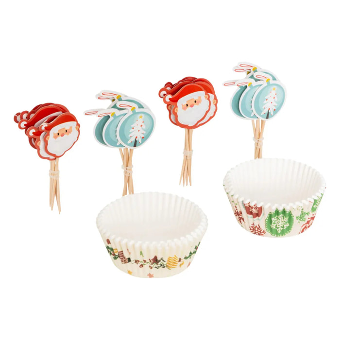 50 caissettes cupcakes 25 piques Noël