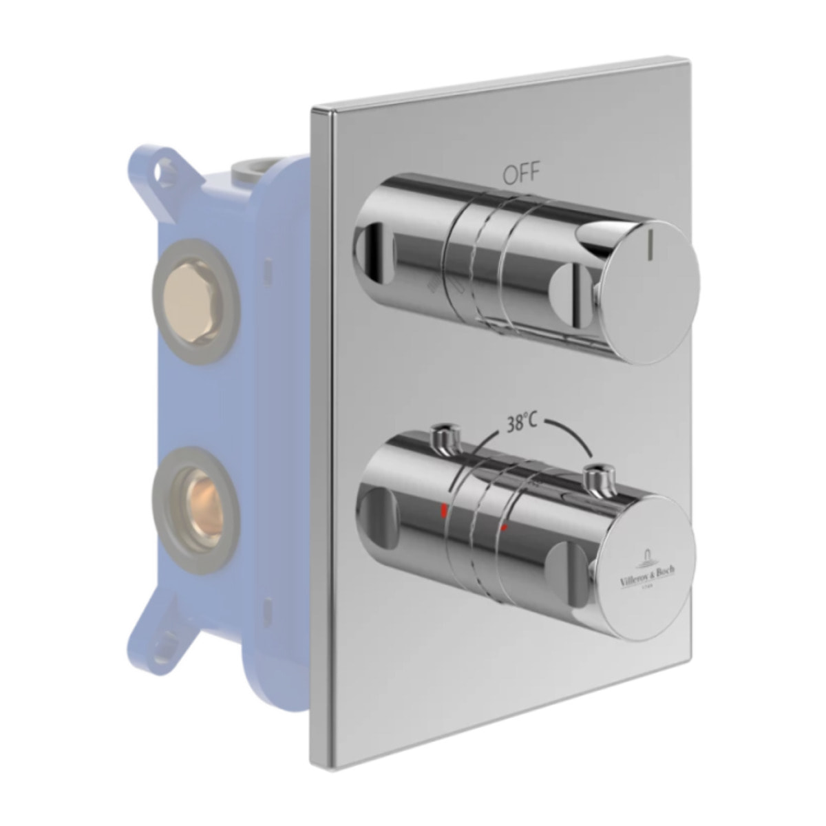 Façade thermostatique 2 voies Universal rectangle Chrome + corps encastré