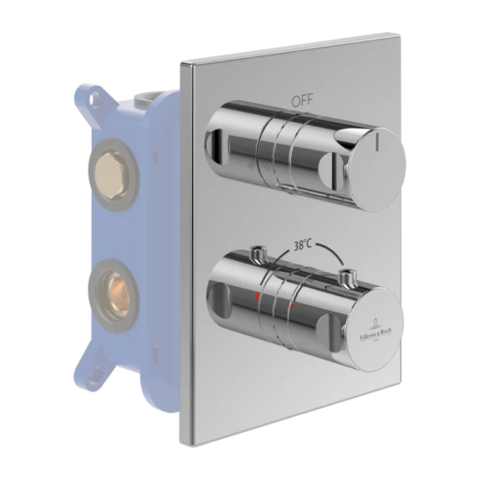 Façade thermostatique 2 voies Universal rectangle Chrome + corps encastré