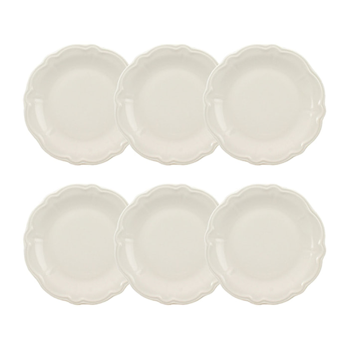 Lot de 6 assiettes à dessert en grès blanc 20cm CHARLOTTE