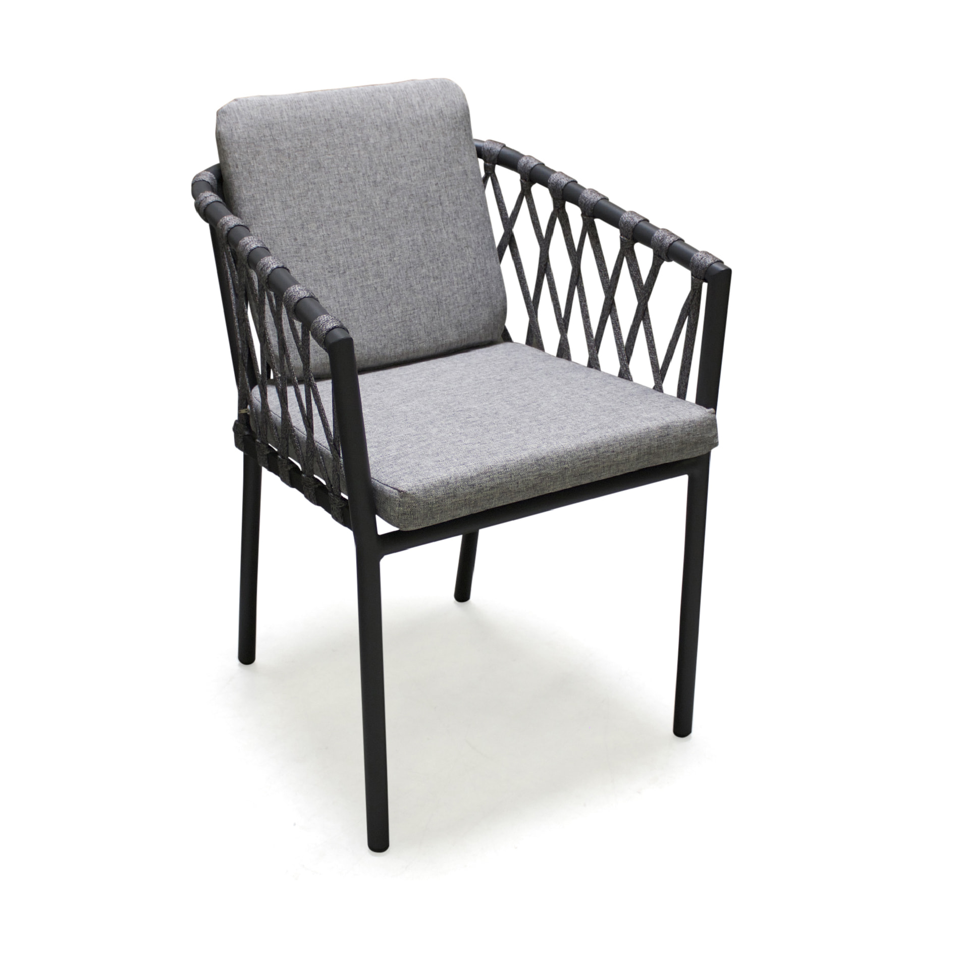 PILAT - Fauteuil en aluminium et corde gris anthracite