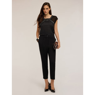 Motivi - Pantalones regulares de tejido crepé - Negro