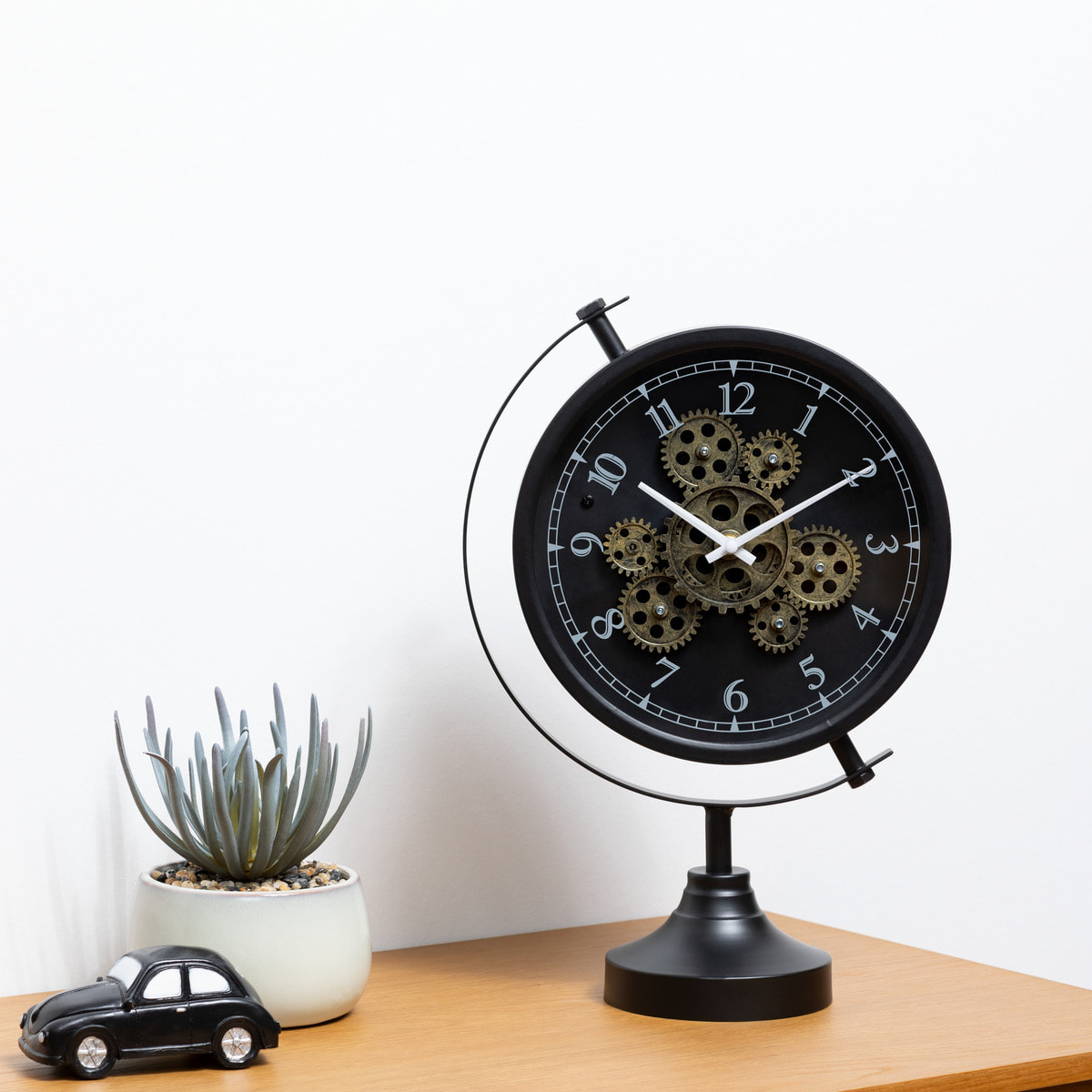 Horloge à poser - métal et verre - noir - H40 cm