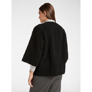 Elena Mirò - Giacca in tessuto peluche con spille - Nero