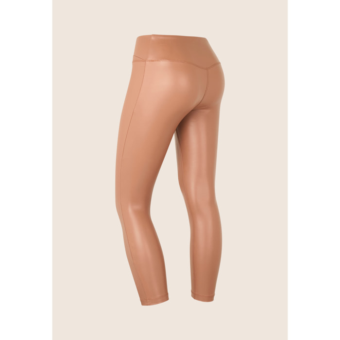 Leggings 7/8 vita regular effetto lucido con incrocio