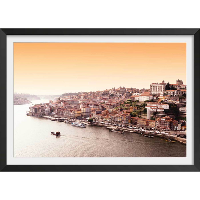 Affiche welcometoportugal lisbonne vue du tage Affiche + cadre en bois - Noir