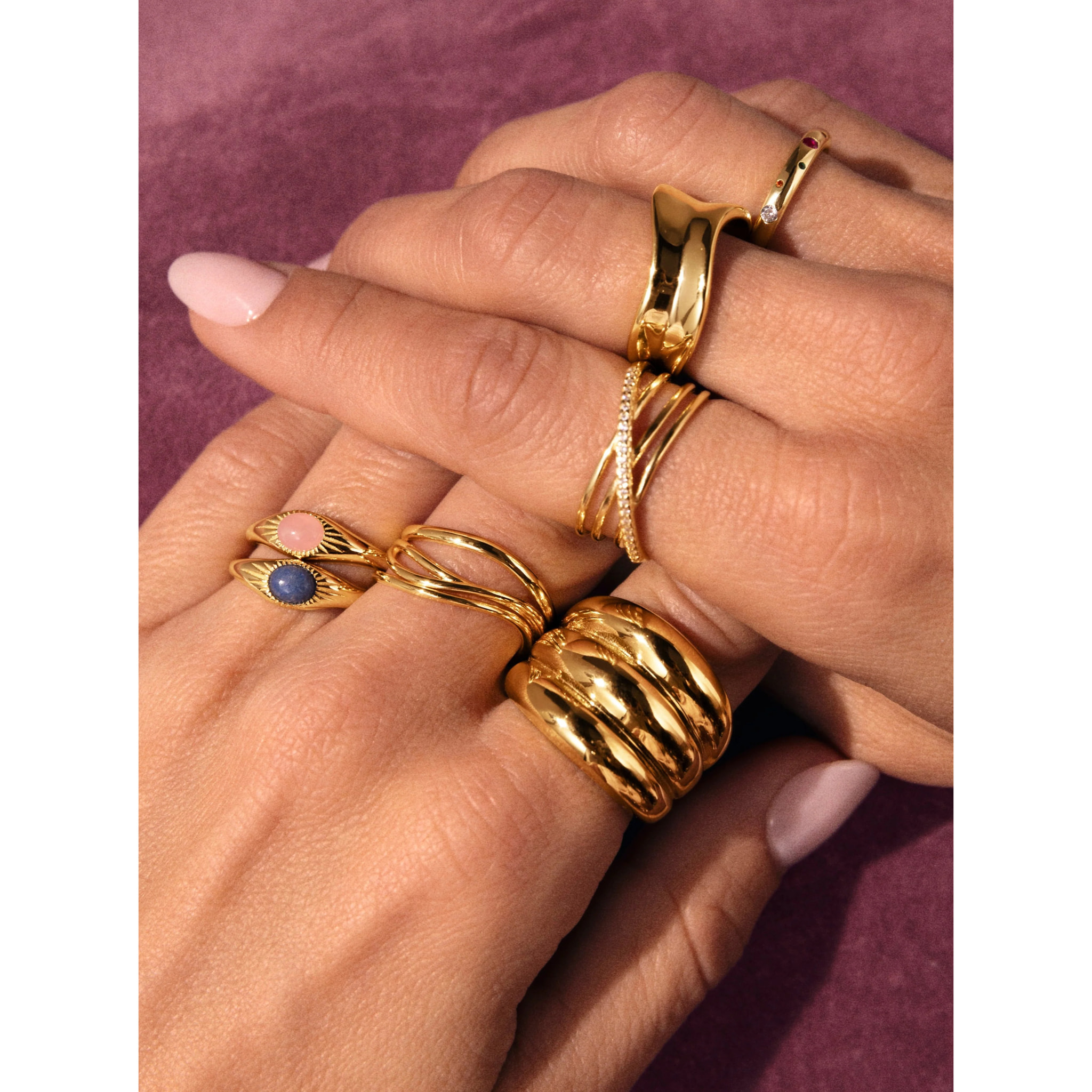 Anelli Dune in Acciaio Placcato Oro