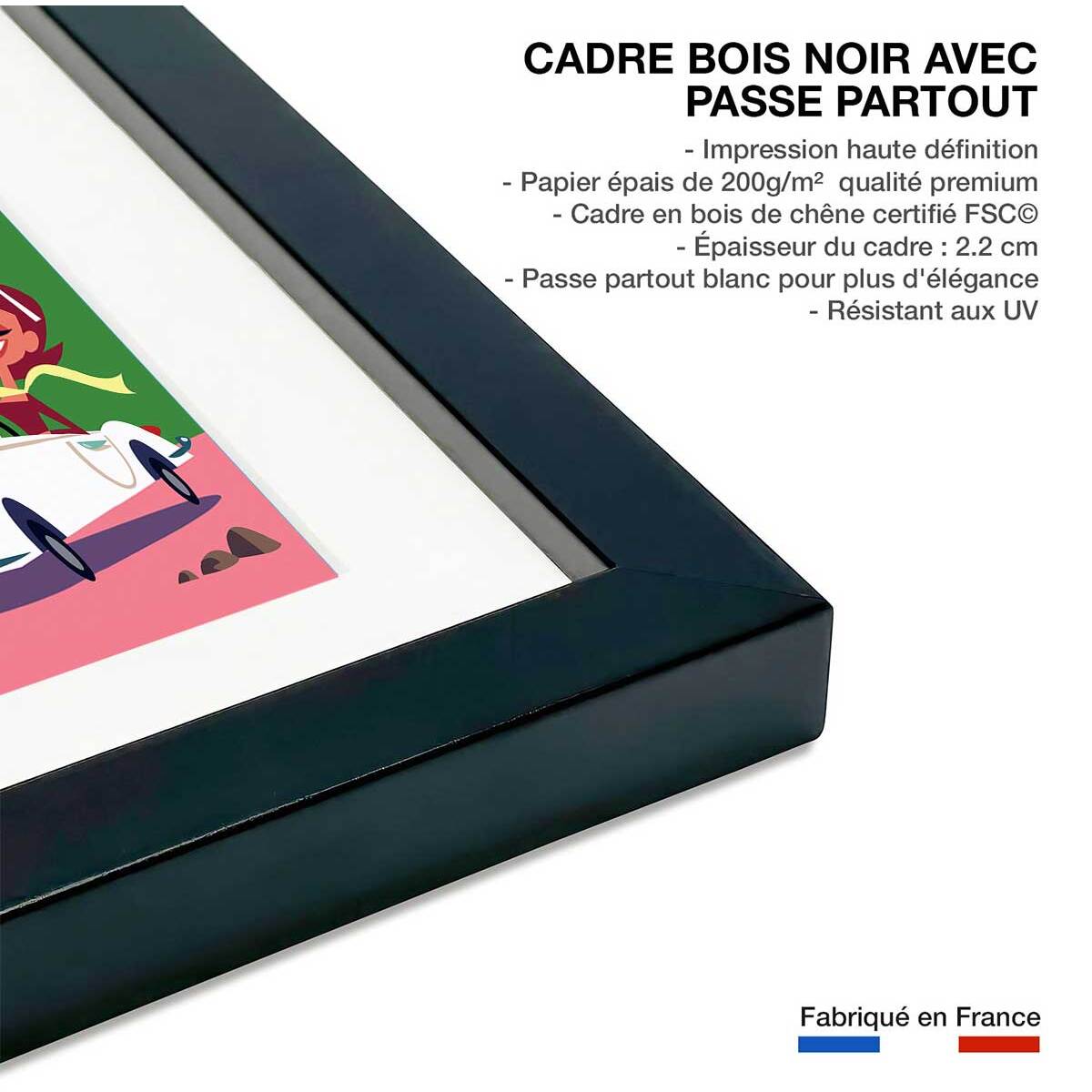 Poster sur la route des chateaux de la loire Affiche sous cadre noir
