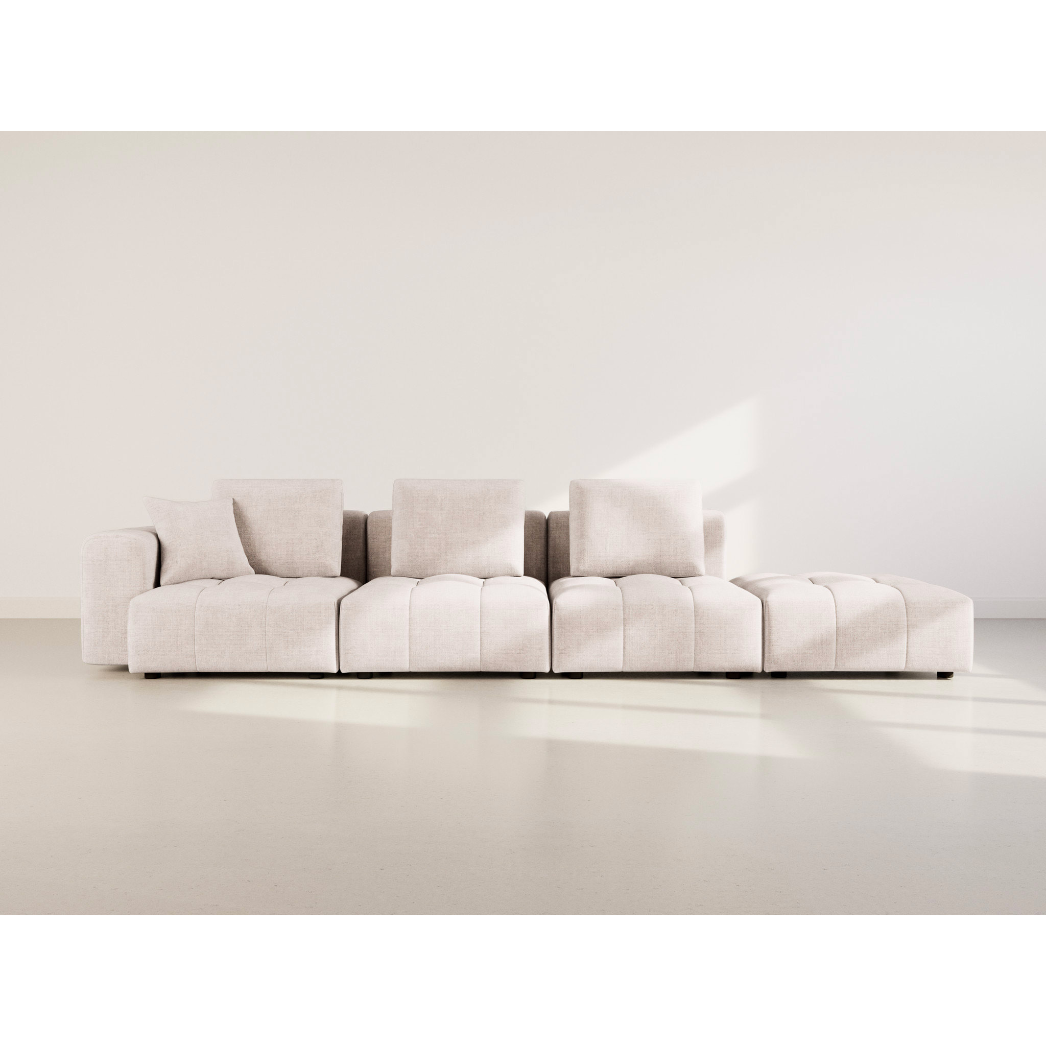 Colette - Canapé modulable d'angle réversible 4 places en velours texturé - Beige