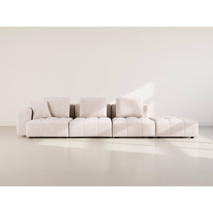 Colette - Canapé modulable d'angle réversible 4 places en velours texturé - Beige