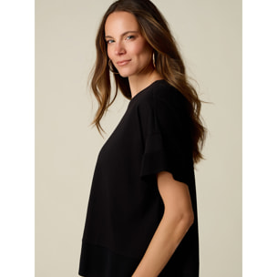 Oltre - T-shirt bimaterica over - Nero