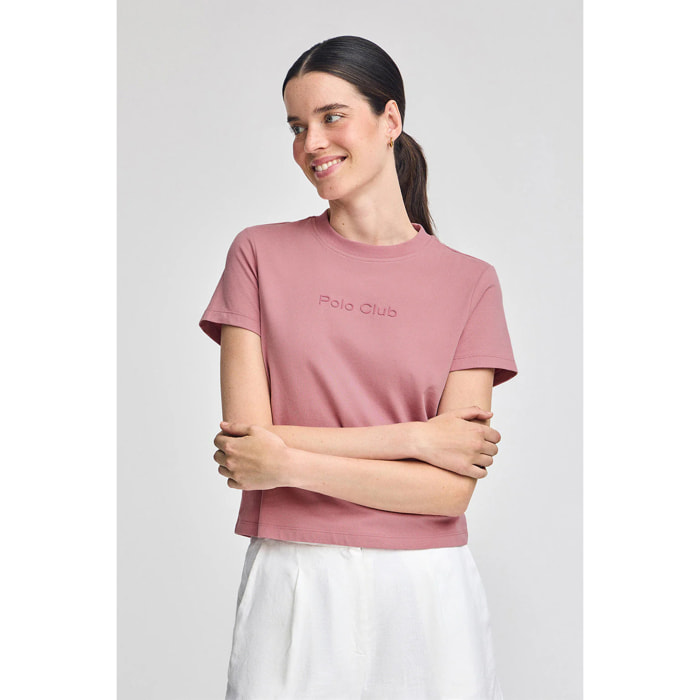 Camiseta Tori rosa empovaldo con logo Minimal Combo Polo Club