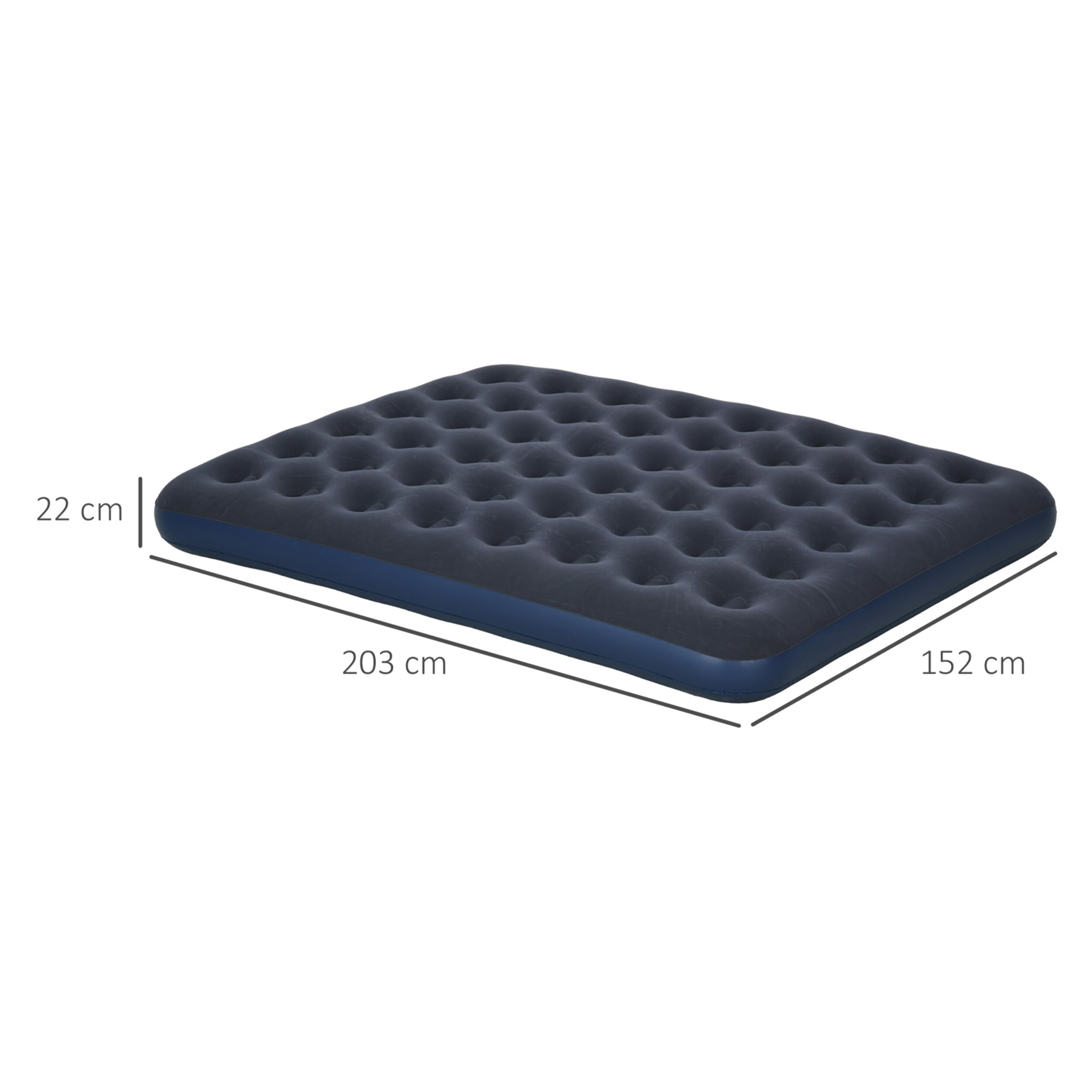 Matelas gonflable double lit pneumatique 2 places avec gonfleur manuel surface floquée bleu