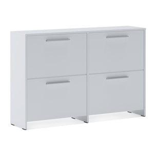 Scarpiera salvaspazio 4 Ante A Ribalta Moderna Maniglie In Alluminio Mobile Ingresso Slim Salvaspazio Scarpe Portascarpe Bassa 79.4x120x28 Cm Bianco