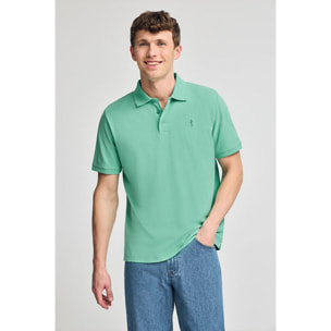 Polo color aguamarina de piqué de manga corta y bordado Rigby Best