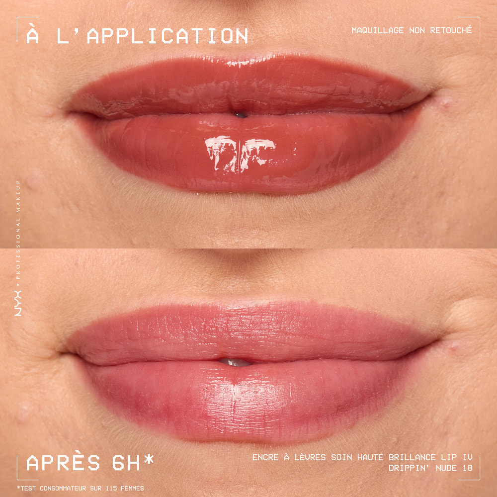 NYX Professional Makeup, Lip IV, Gloss, jusqu'à 12h d'hydratation, hautement pigmenté, fini brillant, DRIPPIN' NUDE