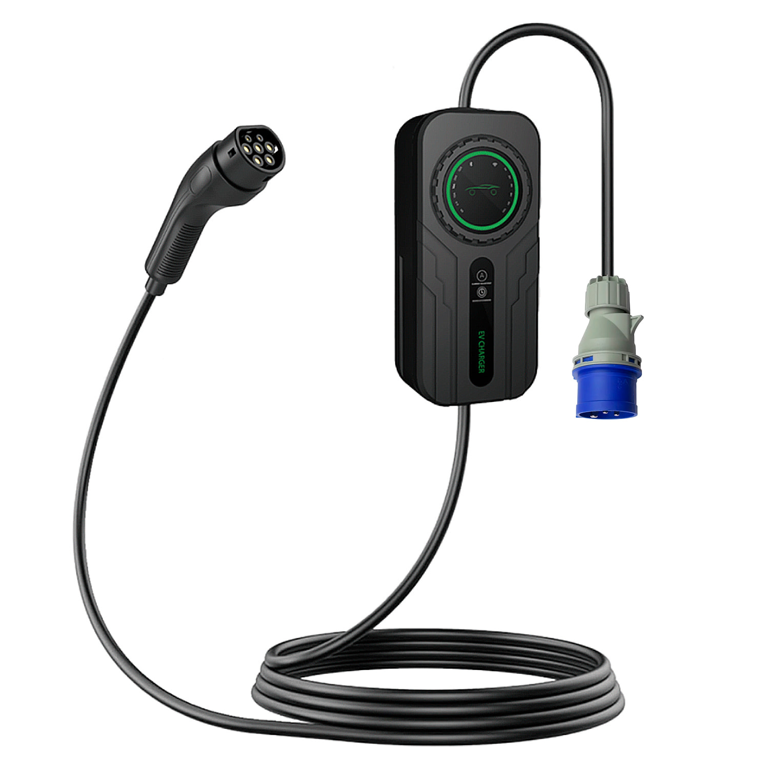Caricatore A03 per auto elettrica Tipo 2, EV e PHEV, con 32A e 7KW. App di controllo e schermo LCD.