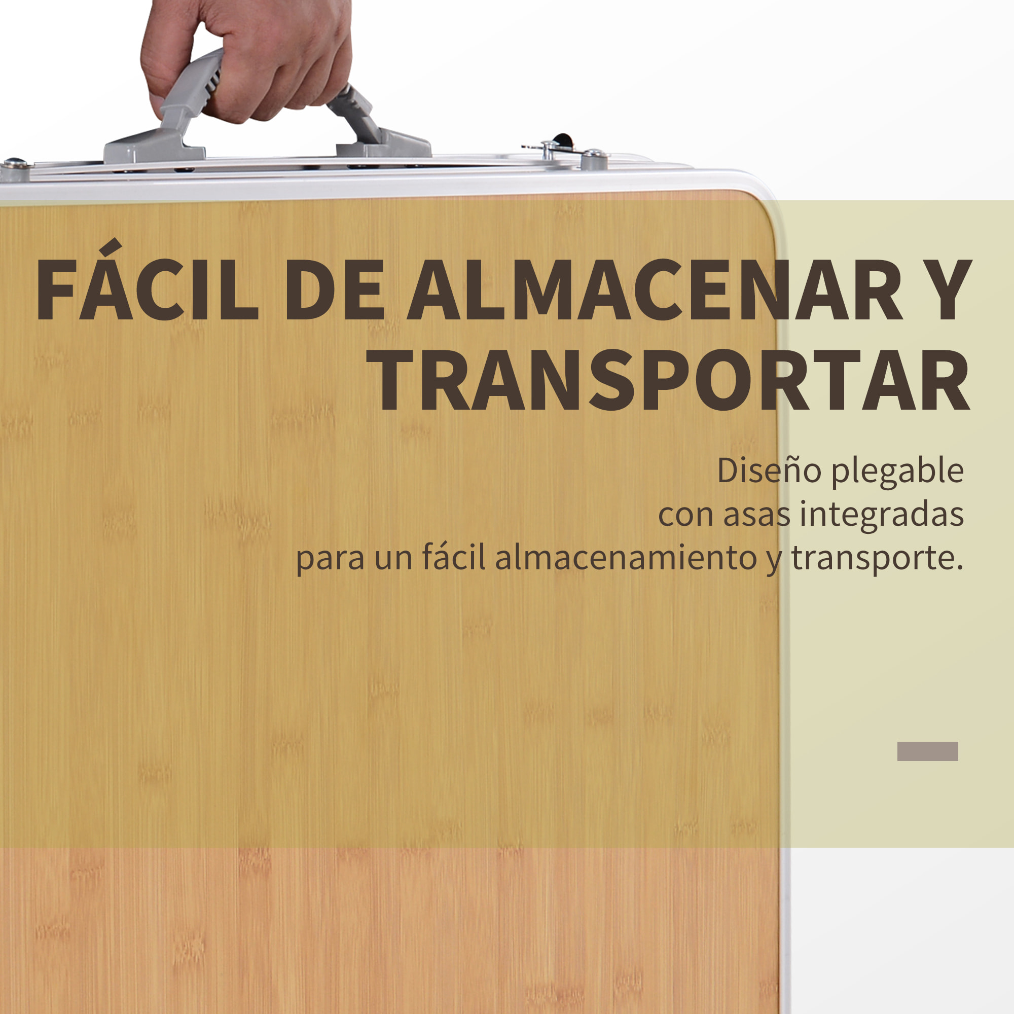 Plegable de Camping Portátil con Ala Abatible Mesa de Picnic de Encimera MDF Estructura Ligera de Aluminio Carga 30kg Altura Ajustable 153x60x39/71 cm